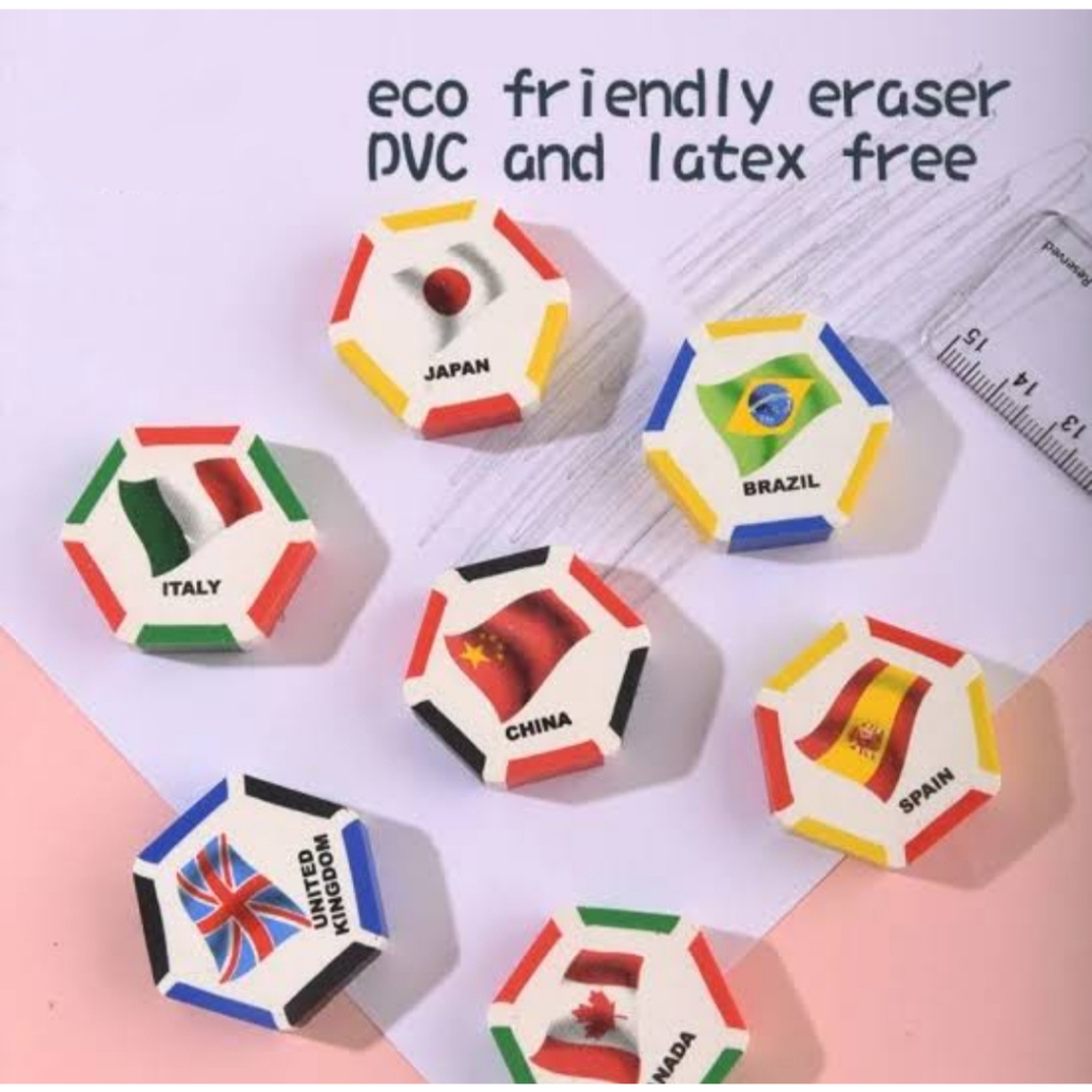 Penghapus Pensil Bendera Negara Per box isi 48 pcs
