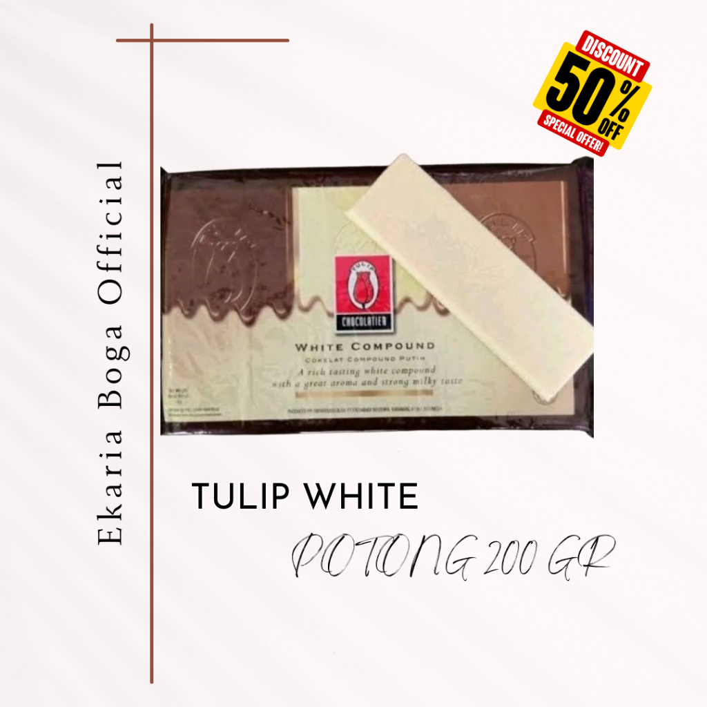 

COKELAT | COKLAT BATANG / BLOK | TULIP COMPOUND WHITE | TULIP WHITE POTONG 200 GR DISC 50%