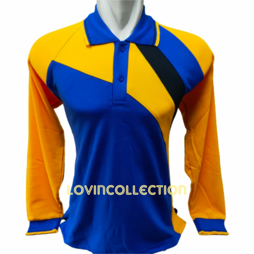 Kaos Kerah Kombinasi / Kaos Kerah Lengan Panjang / Kimono Kerah Biru / Kaos Berkerah