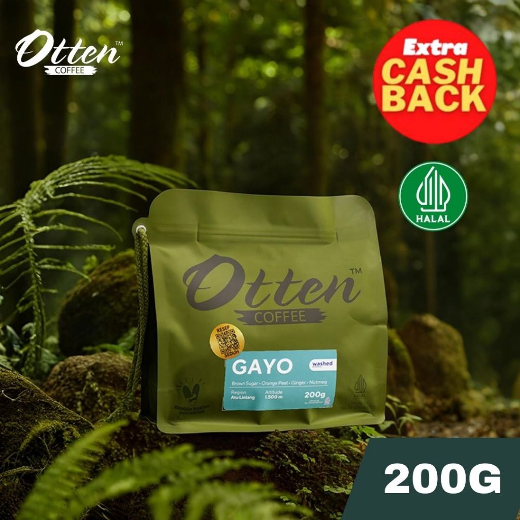 

Kopi Arabica Aceh Gayo Atu Lintang 200g - Biji / Bubuk Single Origin Otten Coffee Indonesian Roasted Beans