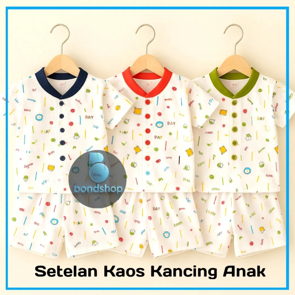 TRALALA Setelan Baju Bayi Lengan Pendek / Baju Anak umur 0-15 Bulan Laki laki Perempuan Bahan Katun