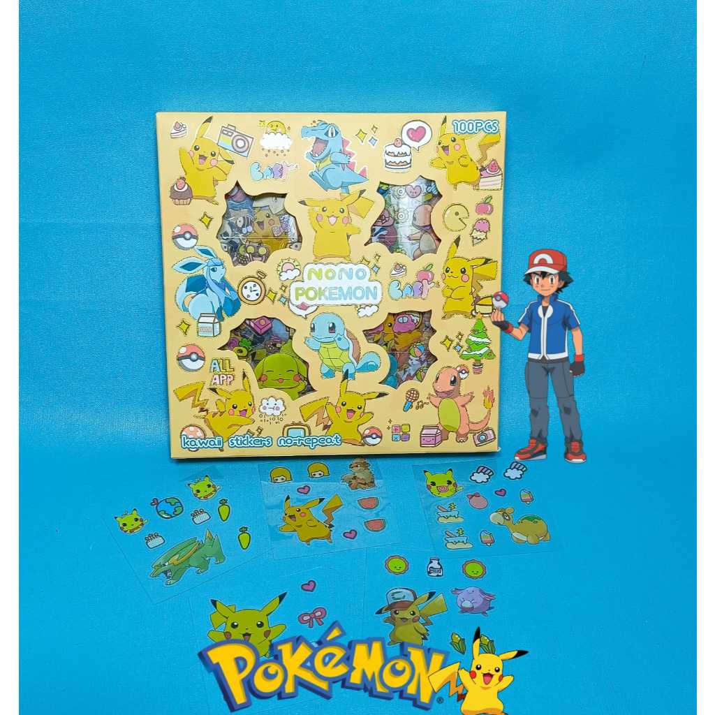 

Sticker Box POKEMON isi 100 Lembar Aesthetic Waterproof Stiker KARAKTER PIKACHU MAINAN TEMPELAN DIY