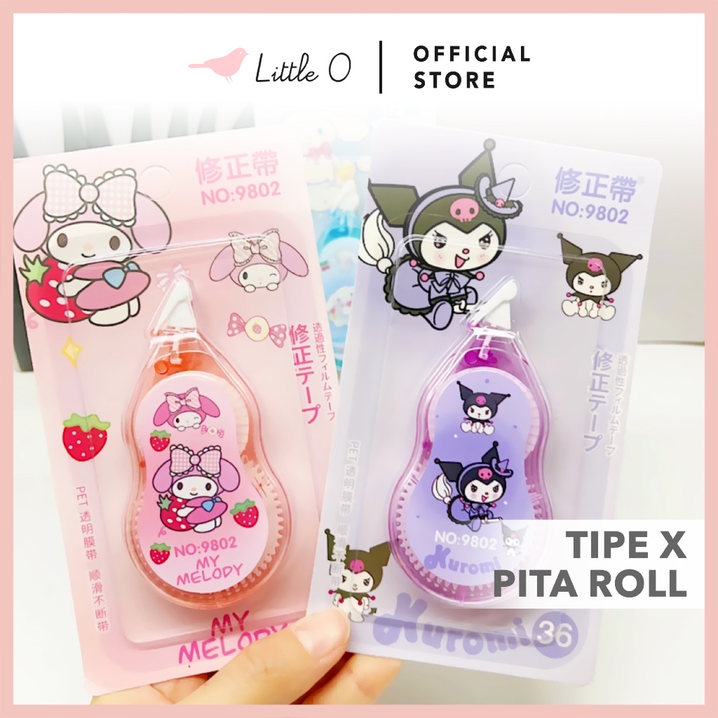 LITTLE O Sanrio Correction Pen Tape Tipe X Kertas Pita Label Roll Tipex Sekolah Tip Ex Kering