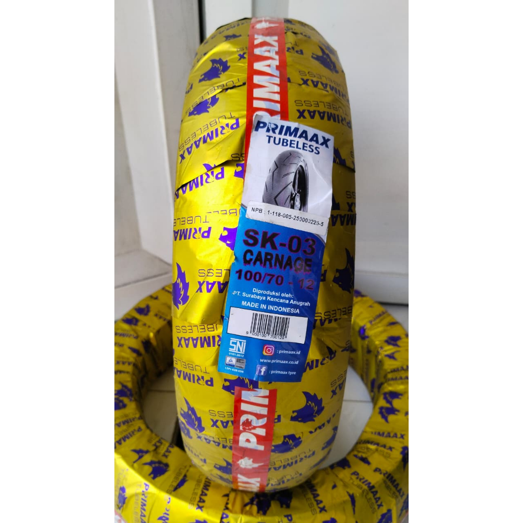 BAN LUAR PRIMAAX SK03 100 70 RING 12 TUBELESS