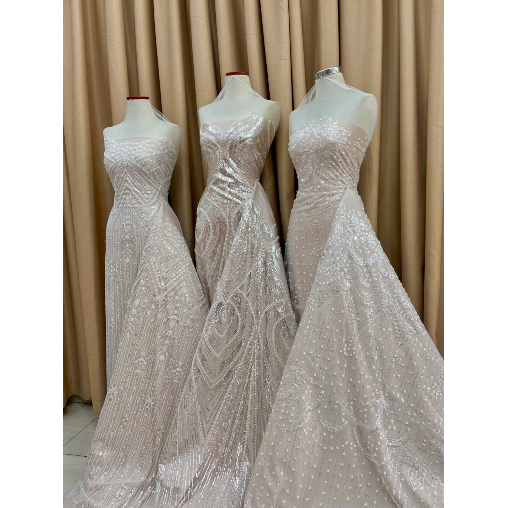 wedding tille SERIES WHITE / off white wedding / tille payet beading