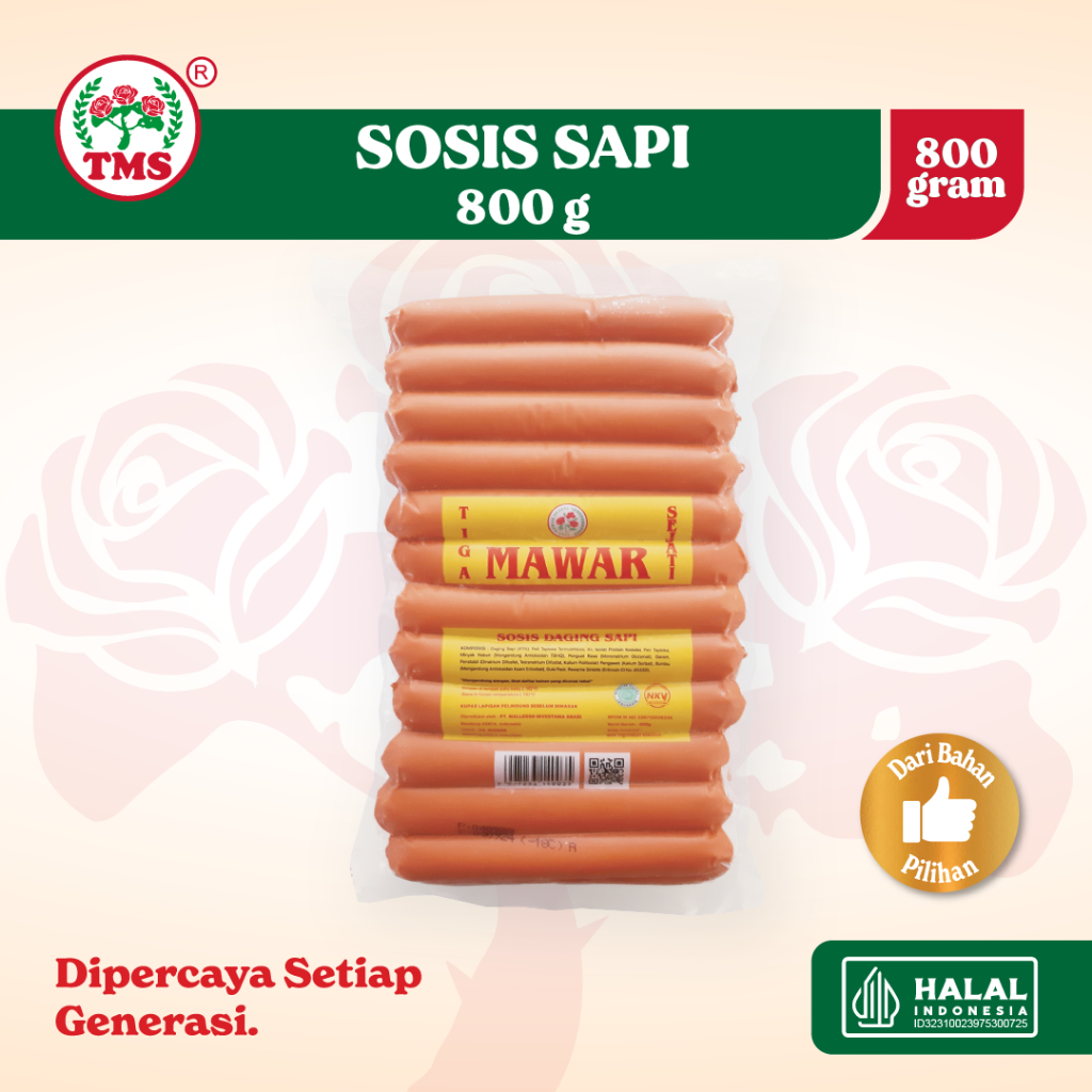 MAWAR Sosis Sapi 800gr Halal | Frozen Food, Isi Banyak, Praktis & Hemat