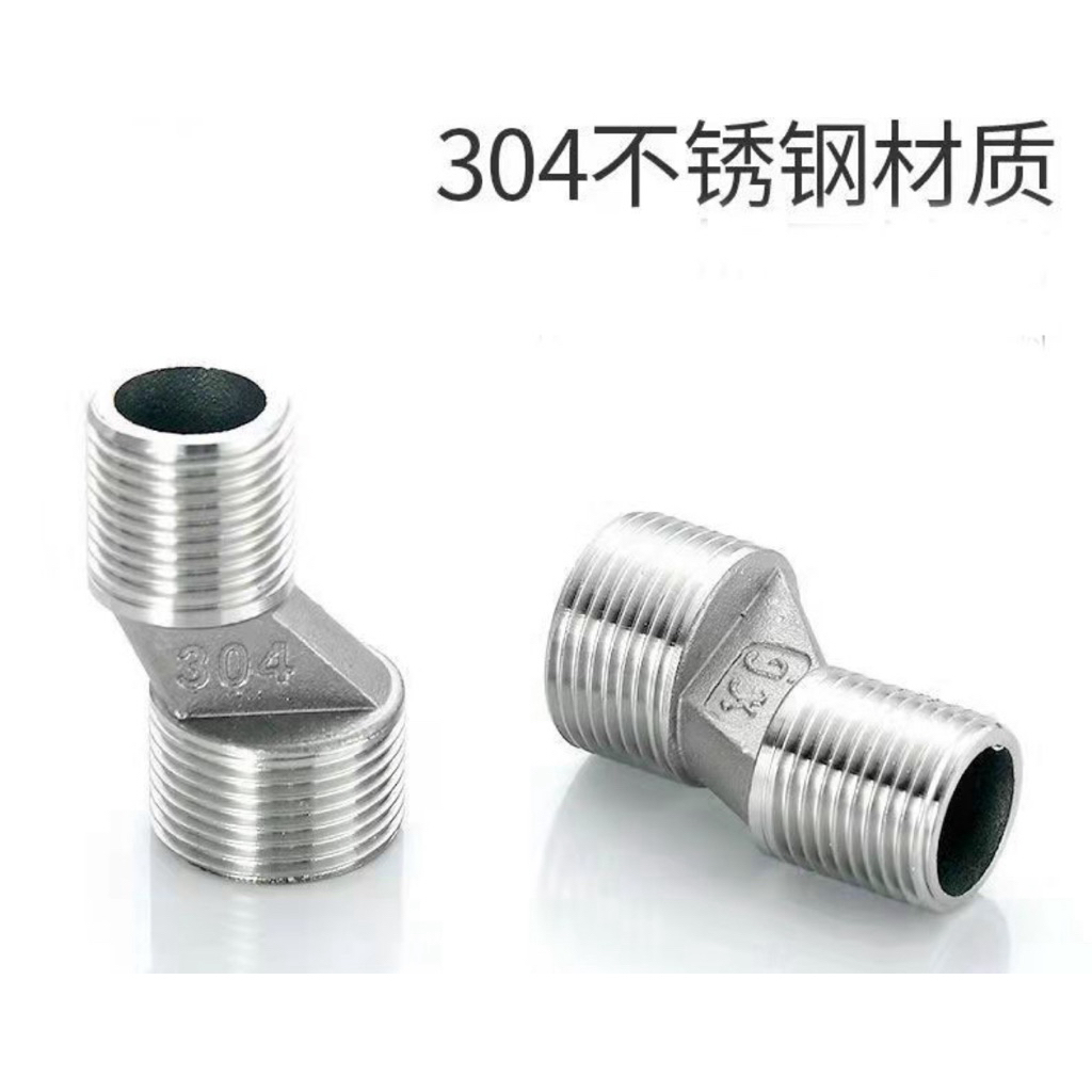 Double nepel mixer Stainless 304 berkualitas drat Kran bathub panas dingin stainless steel