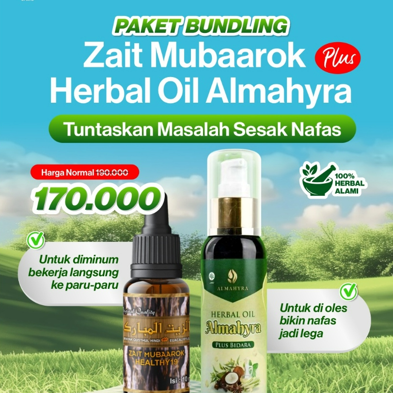 Paket Bundling Zait Mubarok + Herbal Oil Almahyra Atasi Batuk Dan Sesak