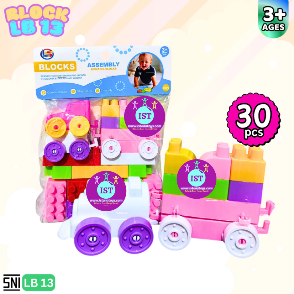 COM Mainan Building Block Assembly Kereta isi 30pc LB13