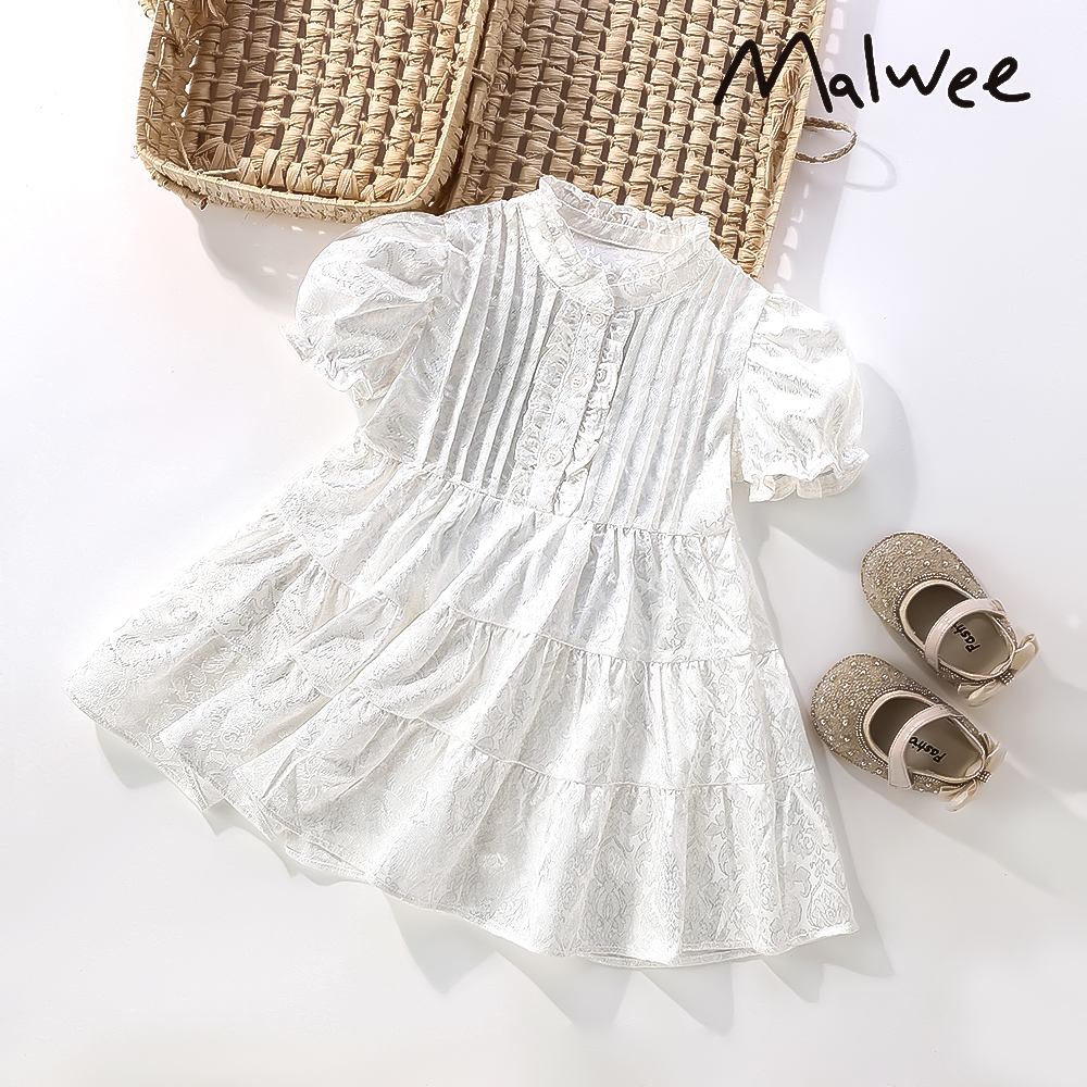 Malwee Gaun Putih Anak Perempuan Cocok Untuk Usia 2 - 8 Tahun Gaun Anak Yang Imut (NT04)