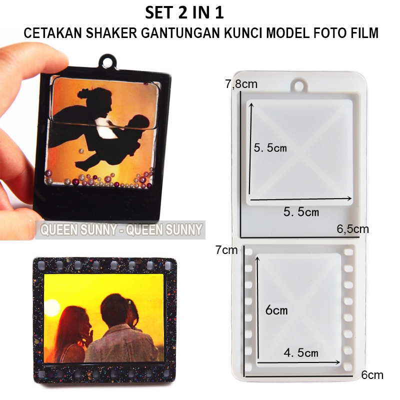 

SET 2in1 Cetakan Resin Frame Bingkai Foto Model Retro Film Tag Keychain Mold Pendant Gantungan Kunci Silicone Mould Photo Frame Queen Sunny