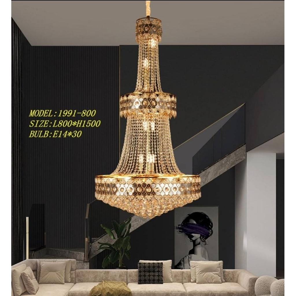 Lampu Gantung Hias Void Kristal Klasik Modern Chandelier Diameter 80x150 Cm Mewah