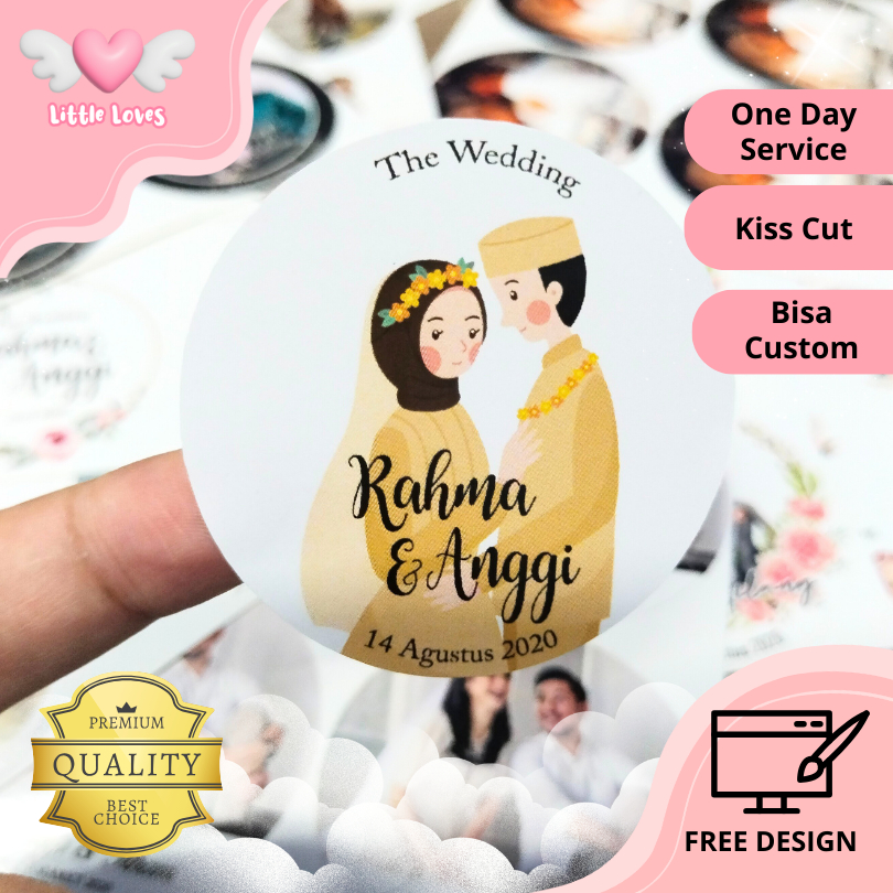 5-7 Sticker Wedding Souvenir Stiker Pernikahan Custom Ucapan Nikah Nikahan