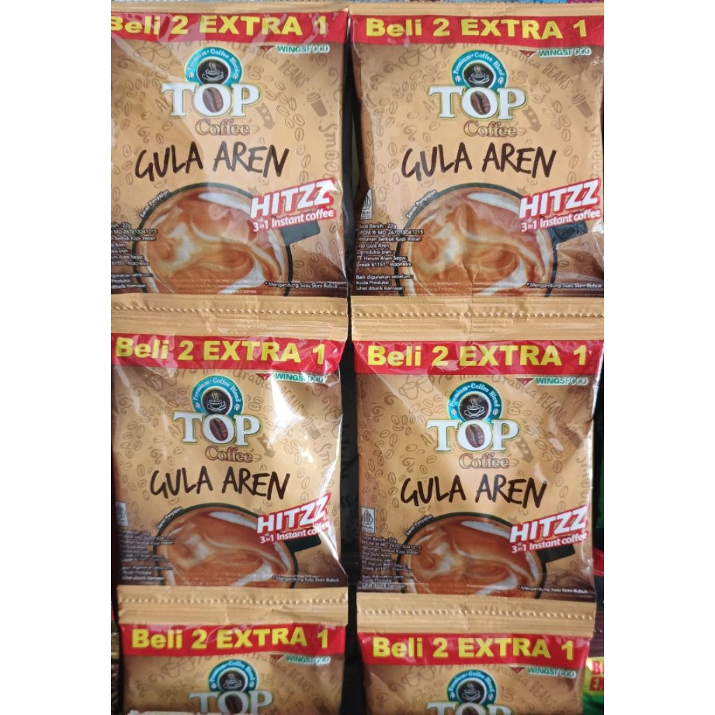 

Top coffee kopi instant gula aren renceng 12x22gr