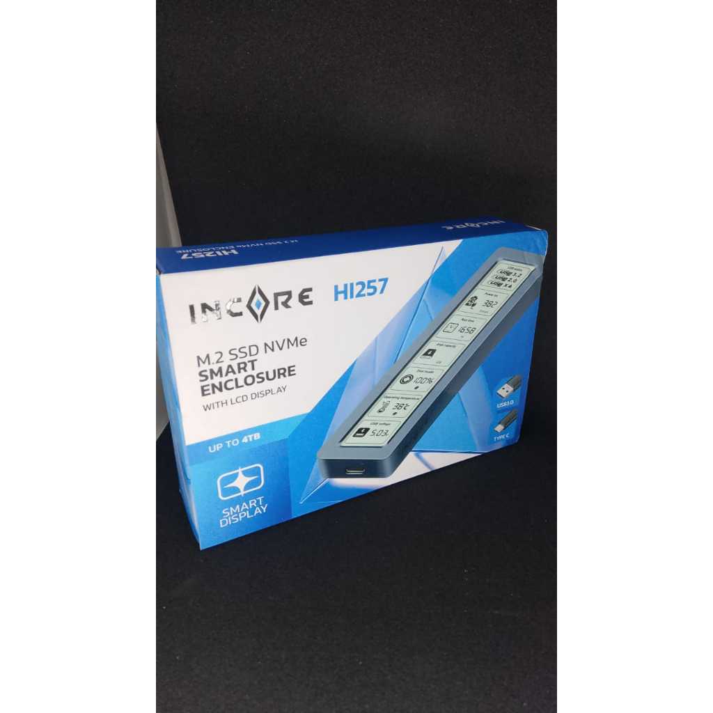 CASE SSD INCORE H1257 M.2 SSD NVMe SMART ENCLOSURE WITH LED DISPLAY
