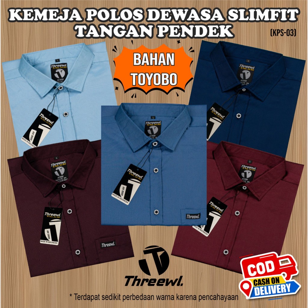 THREEWL - Kemeja tangan pendek bahan toyobo premium / Kemeja Basic / Kemeja Toyobo / Kemeja Slimfit 