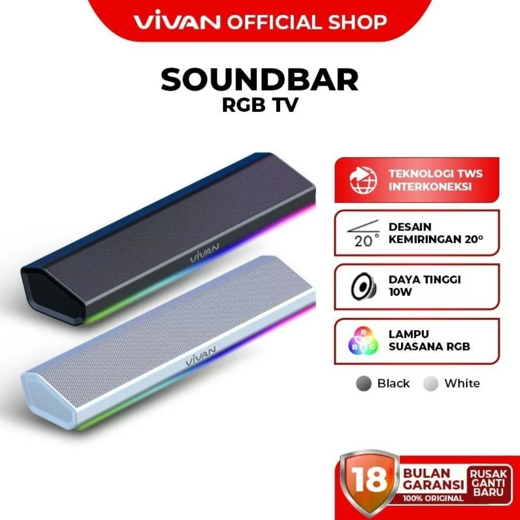 SPEAKER VIVAN S2 SOUNDBAR TV RGB LED BLUETOOTH