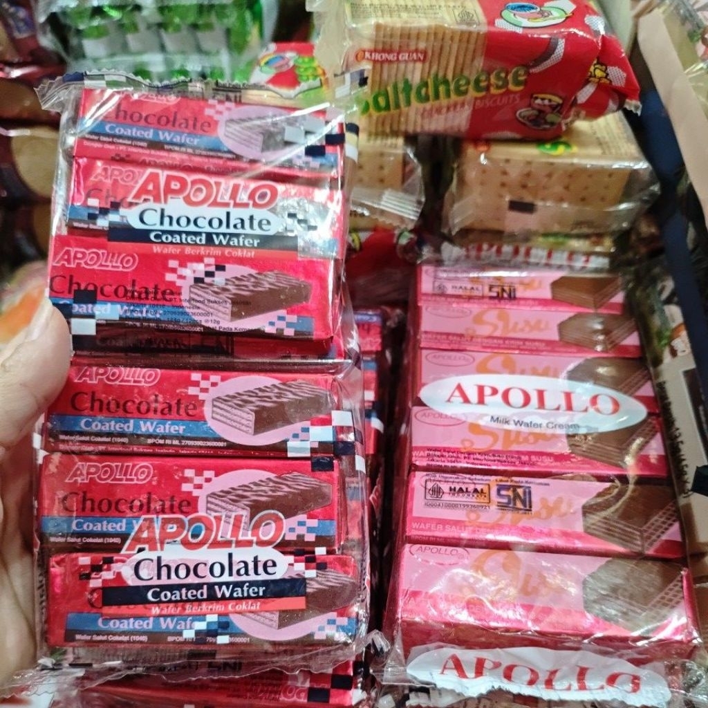 

Apollo Malaysia wafer krim susu dan coklat apolo biskuit wafer 144 gram