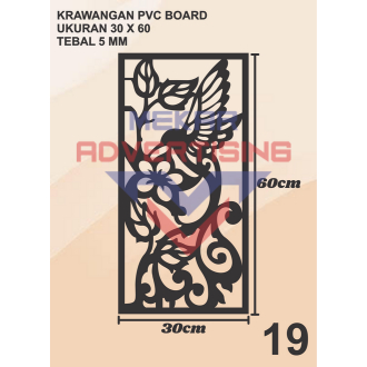 KRAWANGAN PVC BOARD HITAM / ORNAMEN PVC FOAM BOARD HITAM TEBAL 5MM MODEL 19 UKURAN 30X60