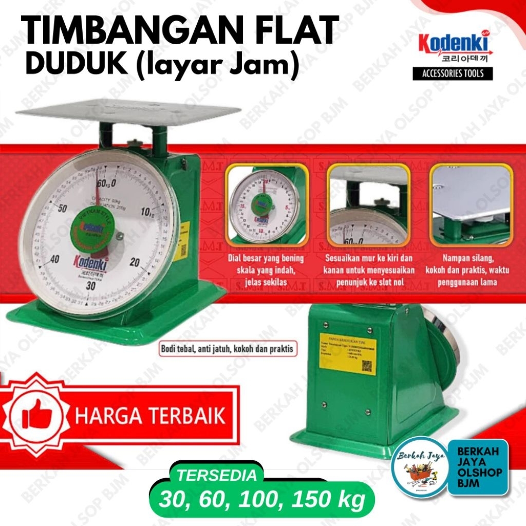 TIMBANGAN DUDUK FLAT MANUAL KODENKI 30 KG / TIMBANGAN Buah Sayur Daging / Timbangan Pegas Duduk 30KG