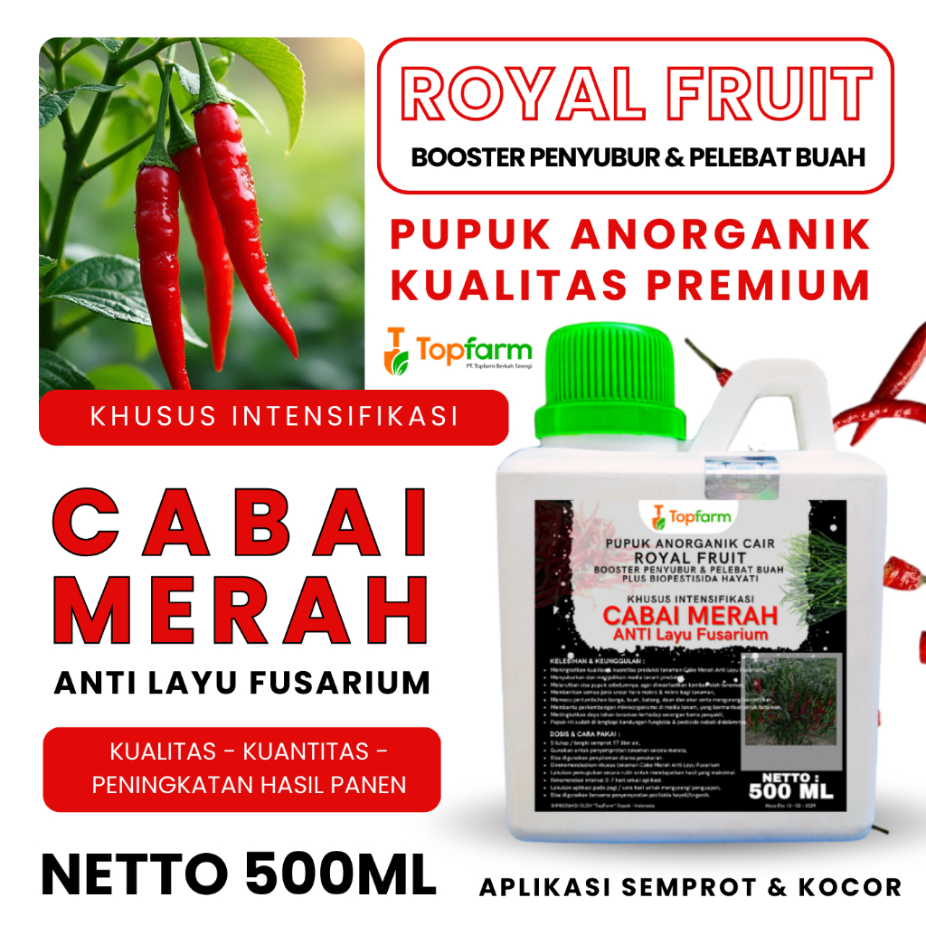 Pupuk Cabe Merah Anti Layu Fusarium/ Obat Layu Fusarium Cabe Merah Ampuh/ Pupuk Mengatasi Layu Fusar