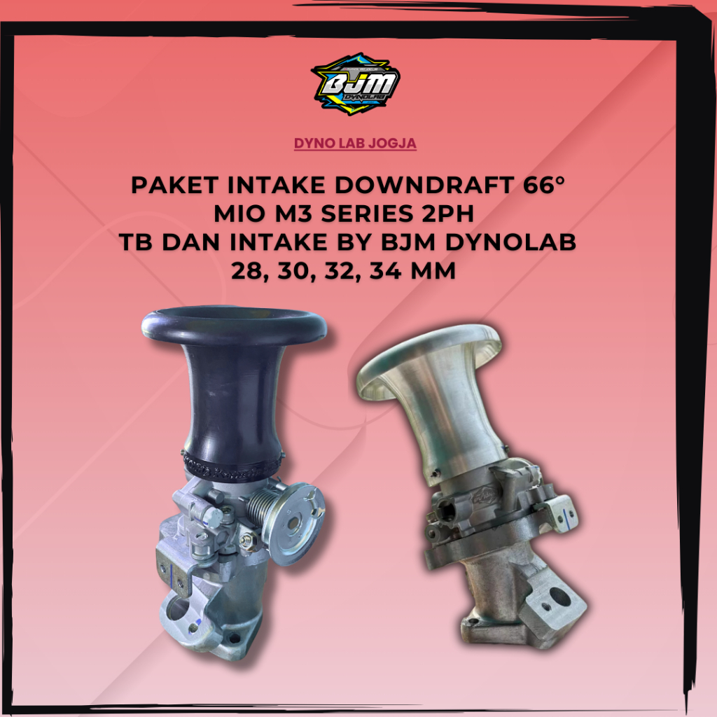 Paket Intake Downdraft 66° Mio M3 series 2PH  TB dan Intake By BJM DynoLab 28, 30, 32, 34 mm