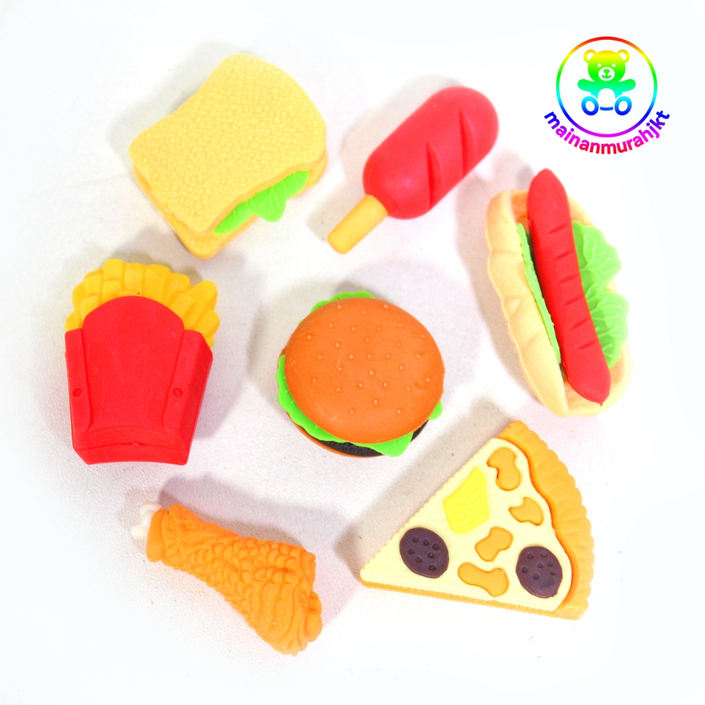 

GROSIR ATK PENGHAPUS JUNKFOOD QH8995 ERASER PENGHAPUS KARAKTER FOOD PIZZA HOTDOG SOSIS DALAM 1 KEMASAN ISI 7PCS