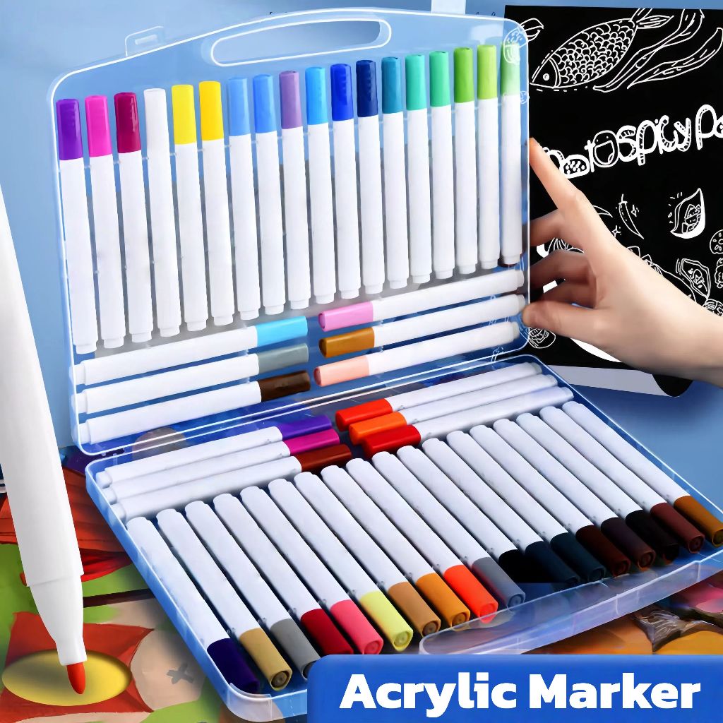 

Acrylic Marker Spidol Akrilik Cepat Kering Tahan Air 12-80 Warna Pen Akrilik Marker Warna