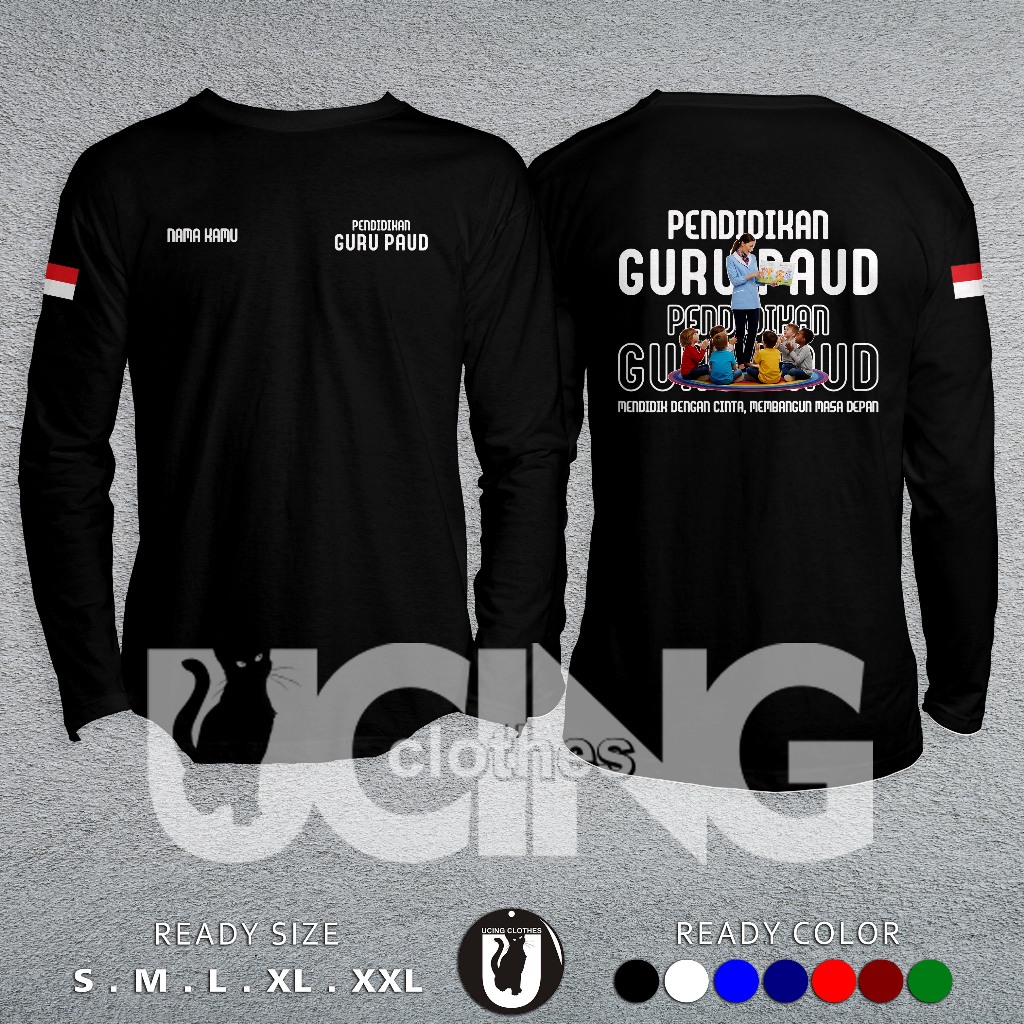Kaos Baju Pendidikan Guru PAUD Gratis Nama Lengan Panjang Kaos Distro