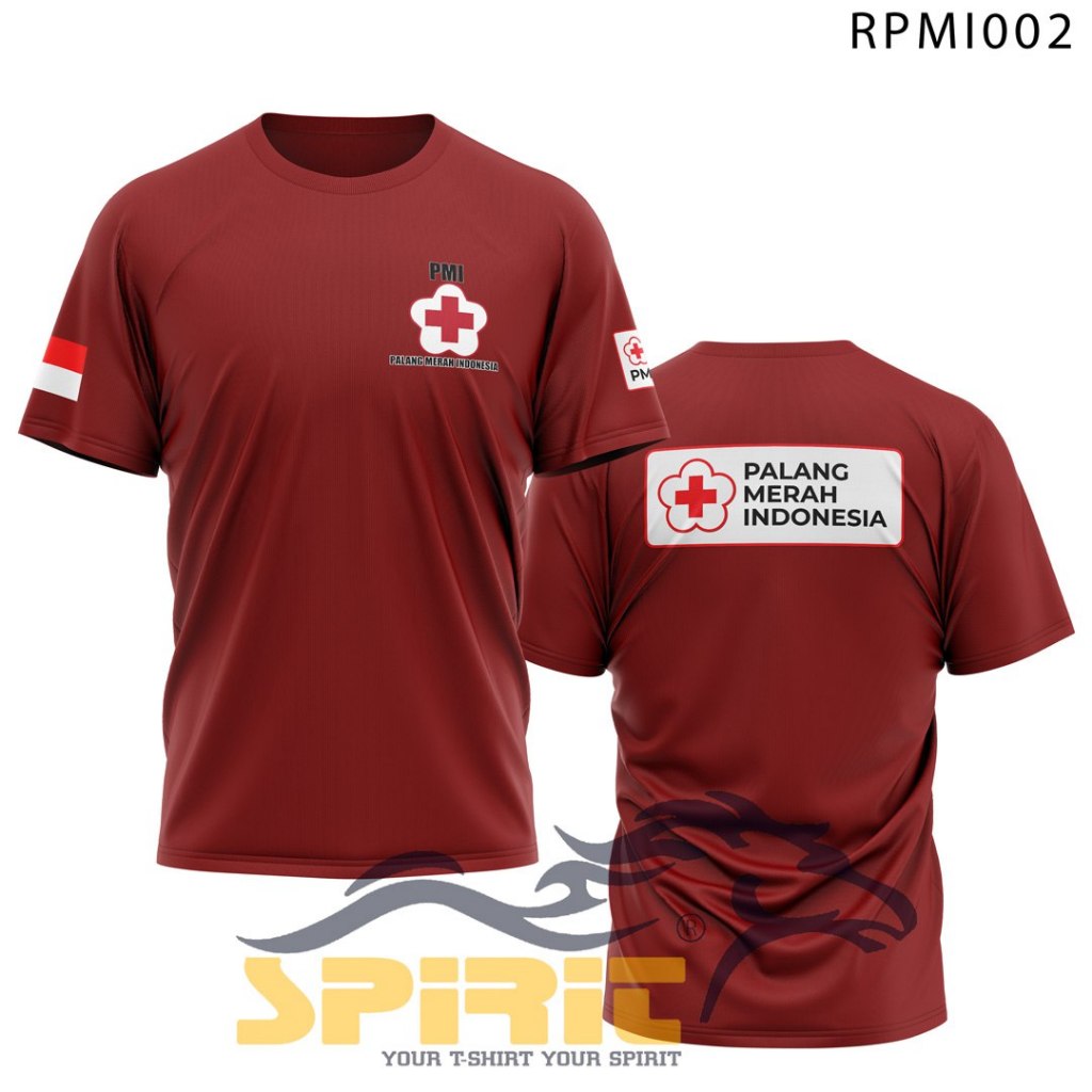 Baju Relawan PMI Unisex Lengan Pendek | Kaos Palang Merah Indonesia Katun 24s Premium Unisex