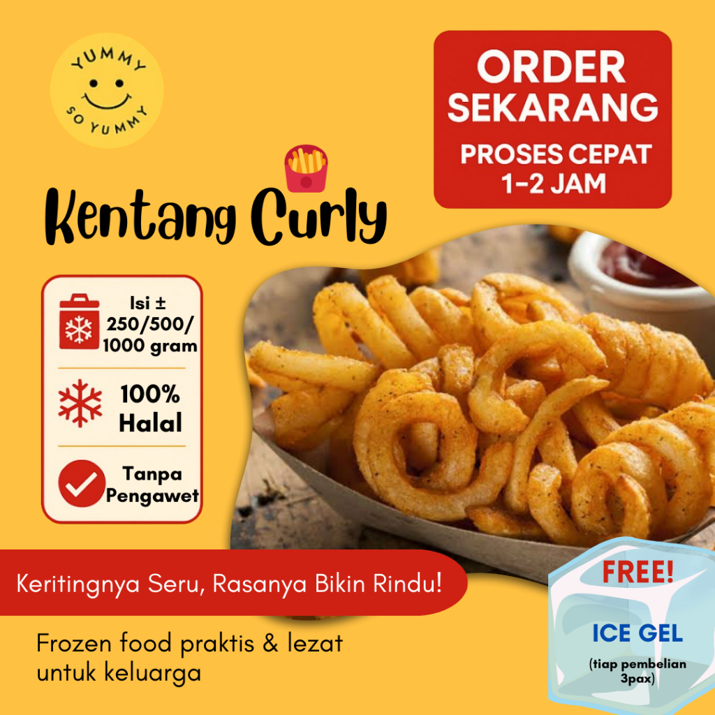

Makanan Beku Kentang Goreng Curly Keriting Twister Frozen