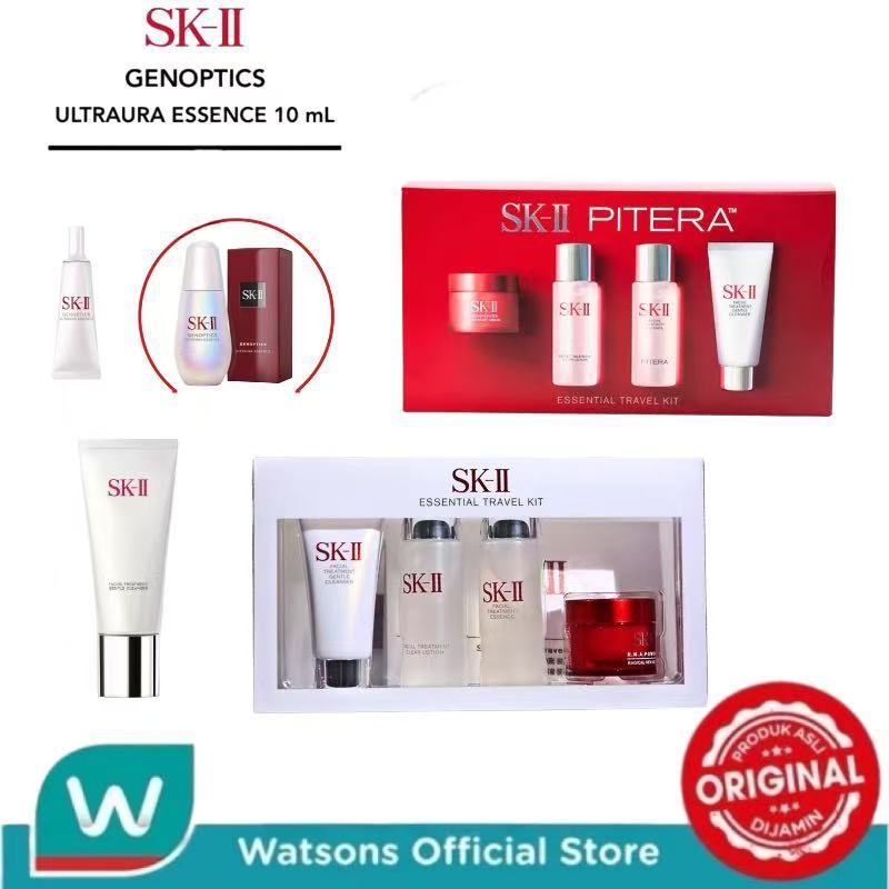 

SK-ll Set 4Pcs | skii travel kit Packet | skii Facial Treatment Gentle Cleanser | Ultraura Essence 10ml
