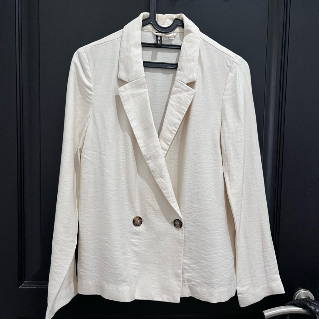 PRELOVED HM Blazer Wanita Polos | Blazer H&M Broken White