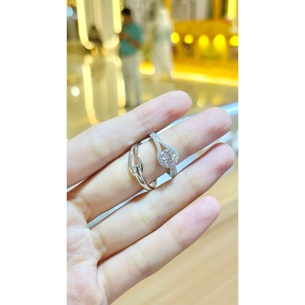 cincin couple permata moissanite mewah