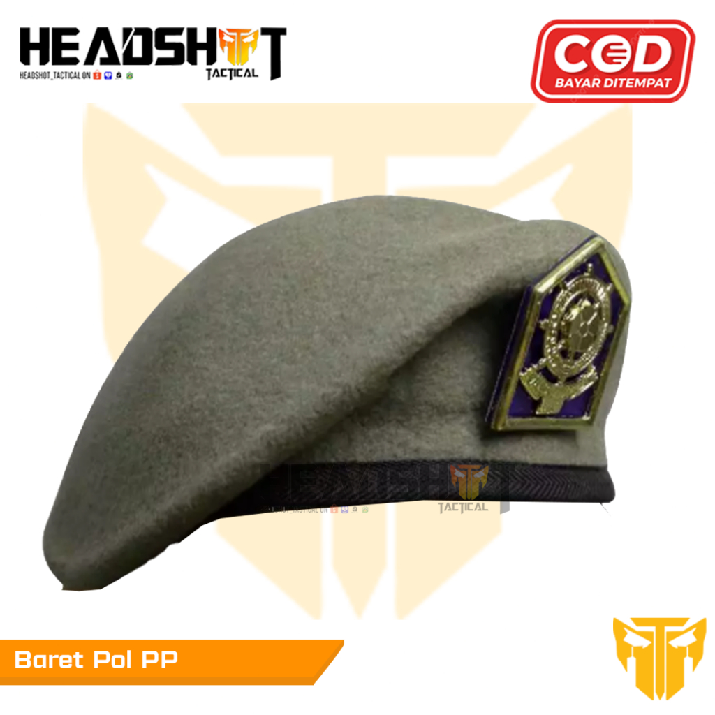 Baret Satpol PP set emblem - Baret Camel Satpol PP + Emblem - baret Satpol PP + Emblem - Baret Camel
