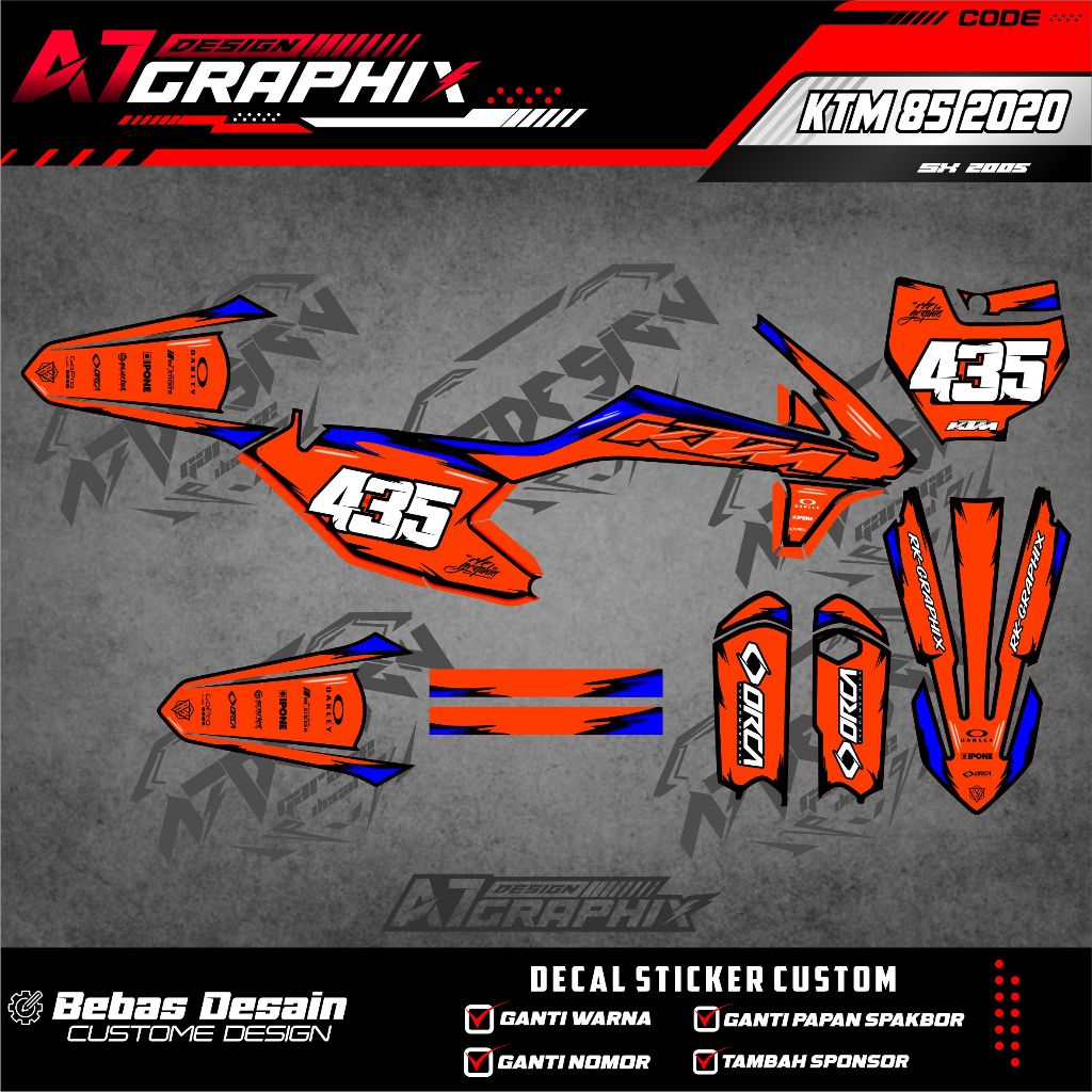 DECAL STIKER KTM 85 2020  - DECAL MOTOR KTM 85 2020 MASIH BISA DI EDIT FREE CUSTOME FULL BODY