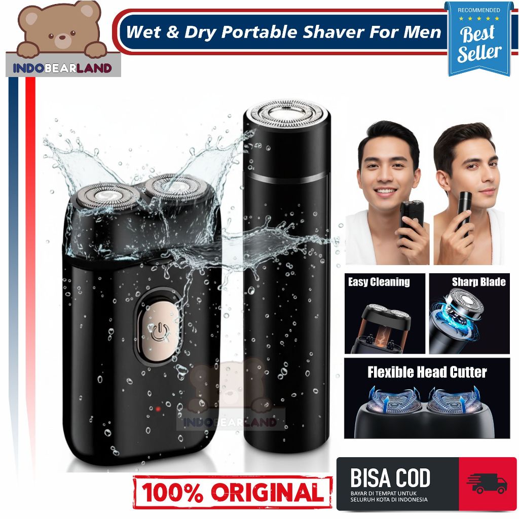 Alat Cukur Jenggot Elektrik Portable Shaver Waterproof Original