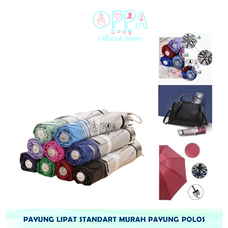 OPPA - PAYUNG LIPAT STANDART MURAH PAYUNG POLOS LAPIS SILVER PAYUNG ANTI UV