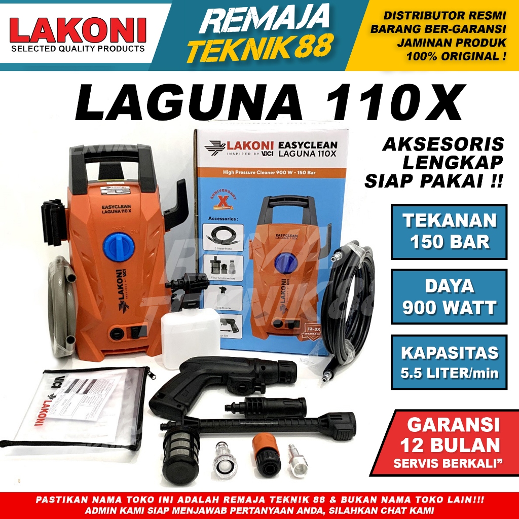 LAKONI LAGUNA 110X / MESIN CUCI STEAM MOBIL MOTOR LAKONI 110 / ALAT CUCI AC / JET CLEANER HIGH PRESS
