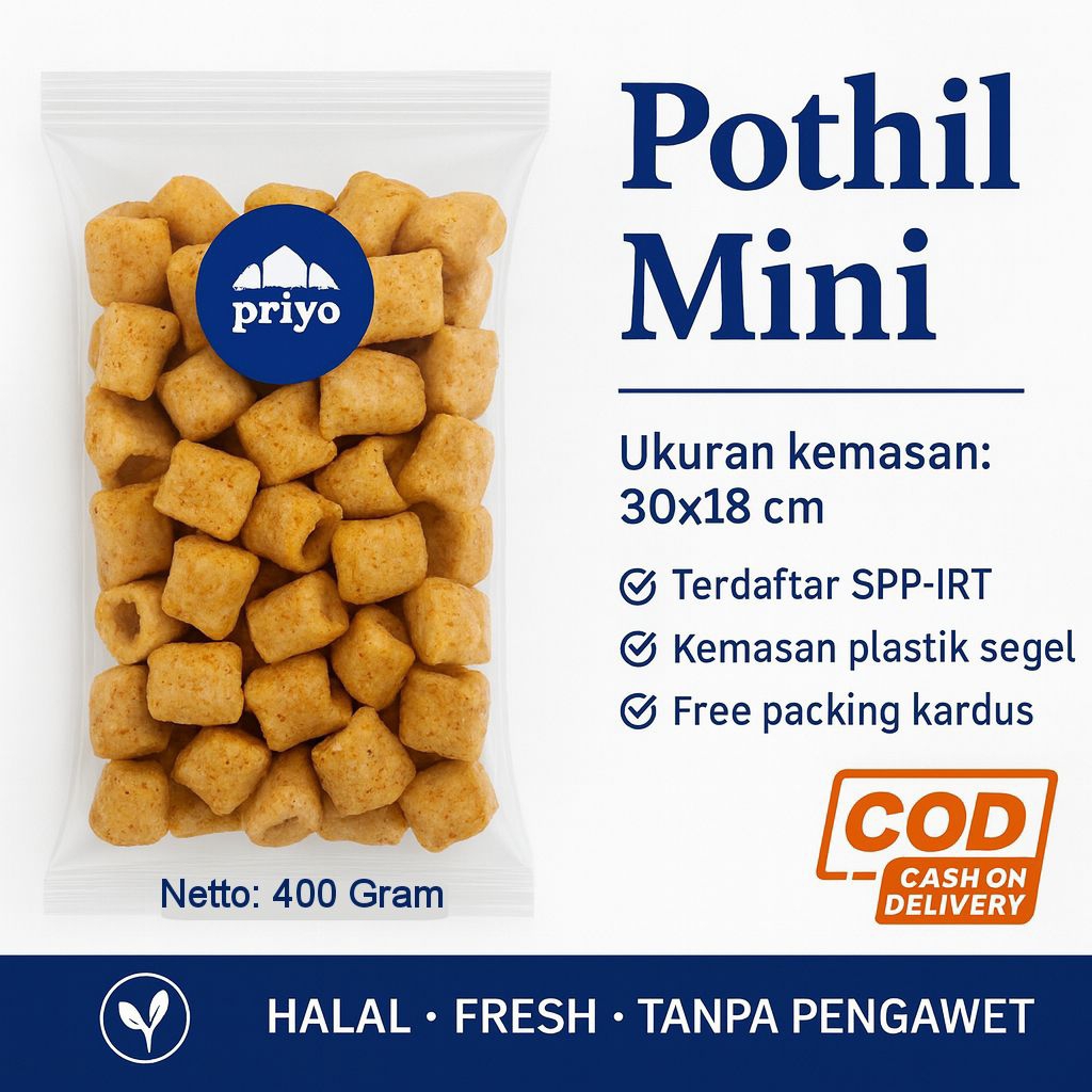 

PRIYO SNACK Pothil Mini 400 Gram Renyah Gurih Halal