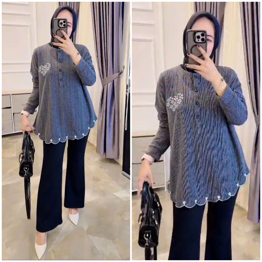 setcel atasan busui kaos knit rajut import bordir cantik terbaru