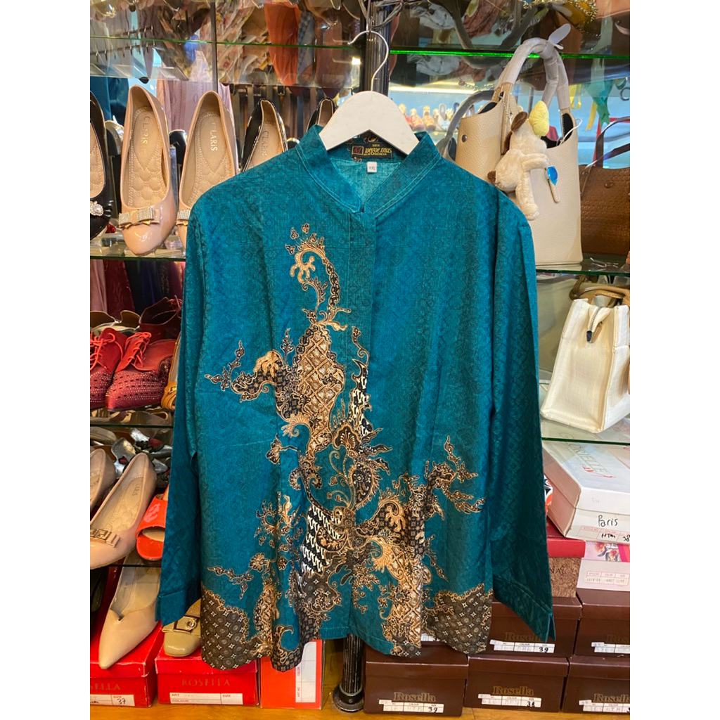 KEMEJA BATIK WANITA KEMEJA KERJA WANITA HIJAU TOSCA 13925
