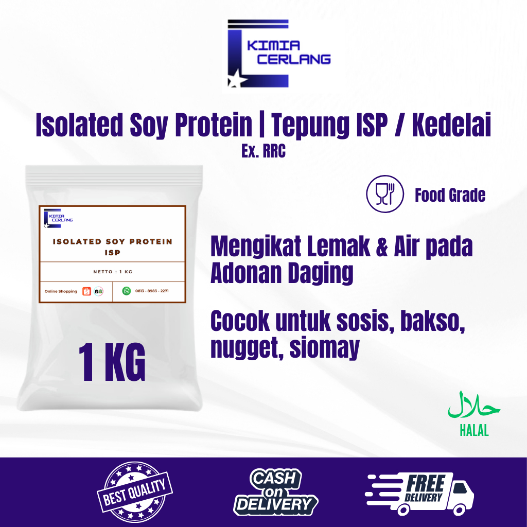 

Tepung ISP / Isolated Soy Protein / Tepung Kedelai Non GMO Halal untuk Bakso Sosis ex. RRC 1 Kg