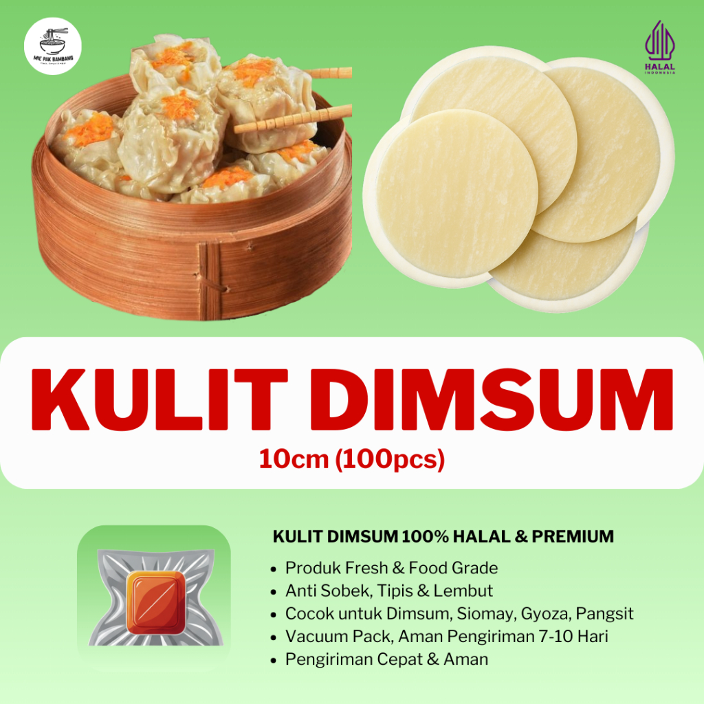Kulit Dimsum 100% Halal 10cm isi 100pcs - Kulit Pangsit Rebus Dumpling Gyoza Premium