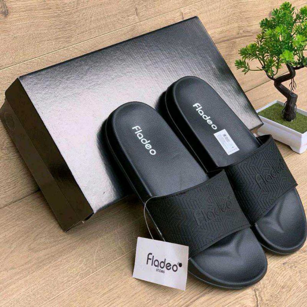 Sandal Fladeo Slop Original Bnib Sandal Slip On Karet Empuk Style Cowok