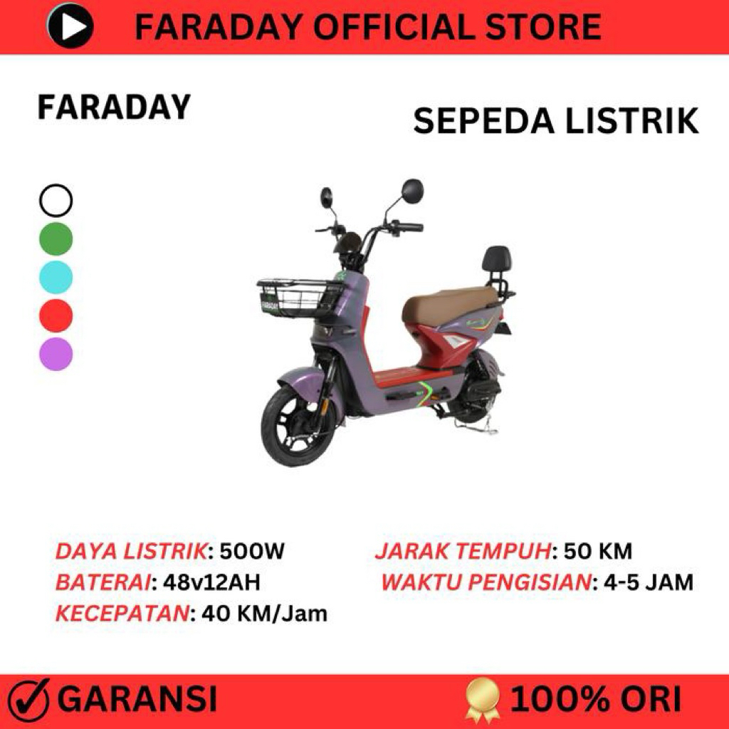 [NEW] SEPEDA LISTRIK FARADAY FF-22 Warna Ungu / Purple