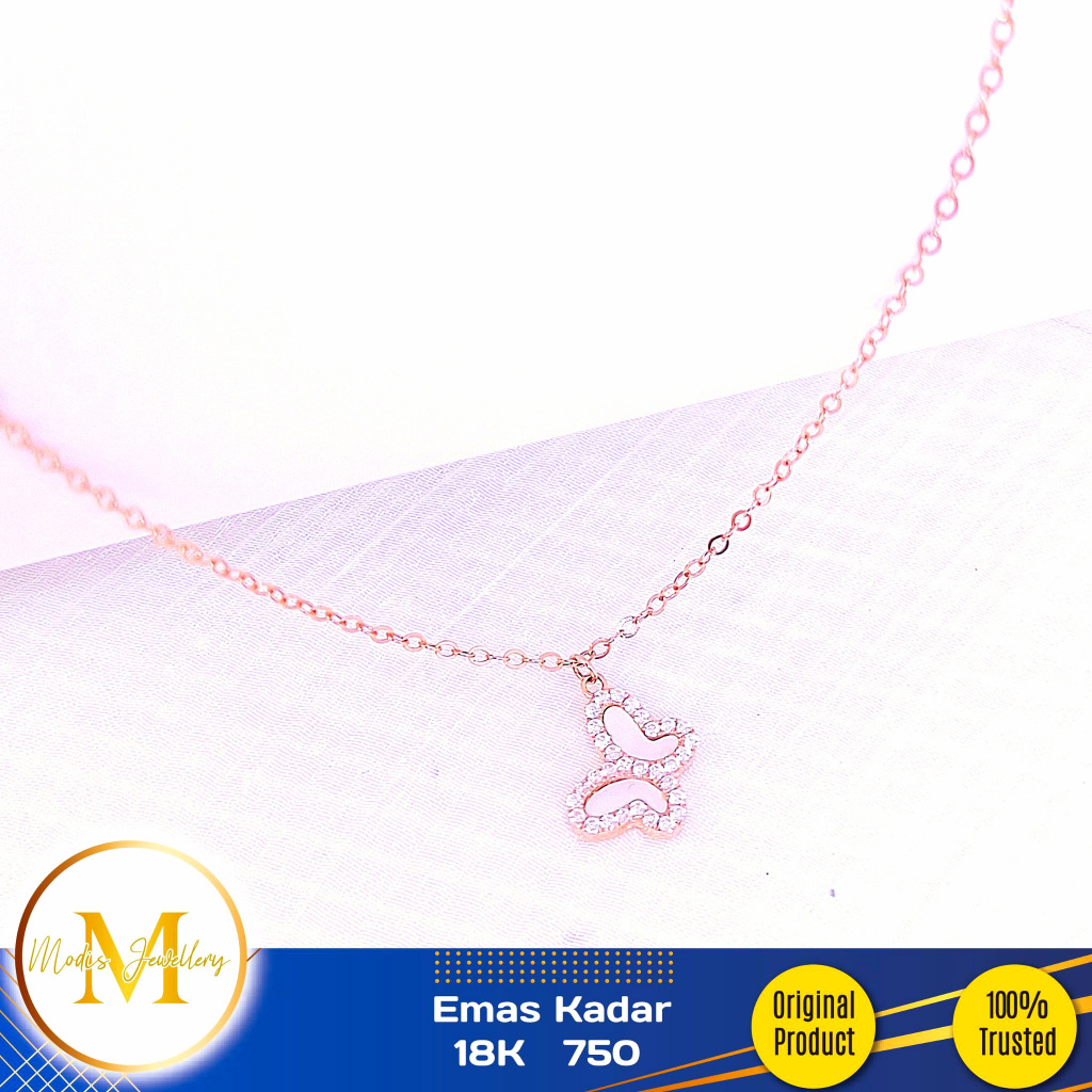 MODIS JEWELLERY - Kalung Butterfly Italy AU Rosegold - Emas 18k  750