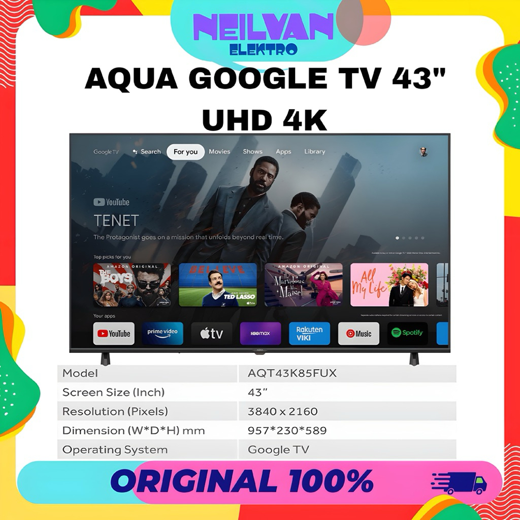 Aqua google tv 43 inch UHD 4K garansi resmi android tv UHD AQUA 43 inch