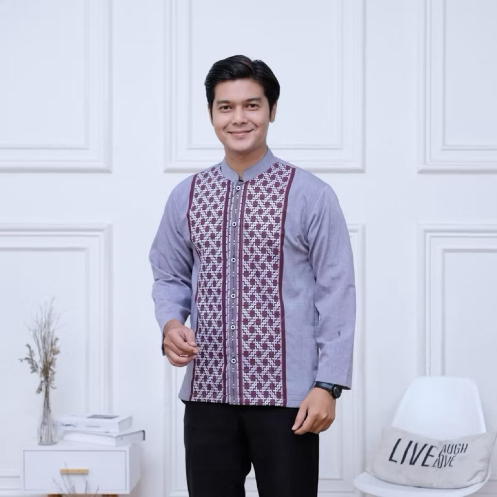 koko sultan ekslusif motif songket lengan panjang - koko pria dewasa bahan katun premium motif songk