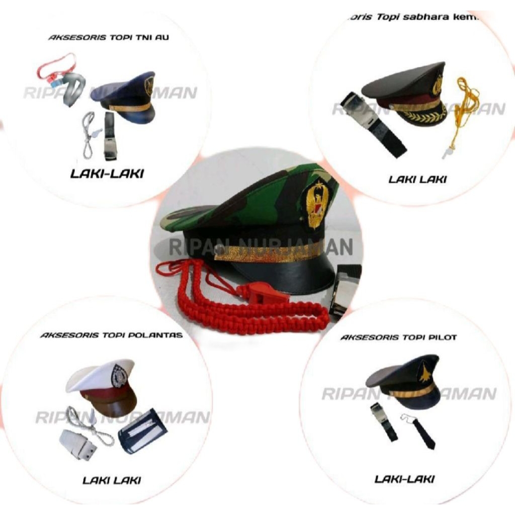 Aksesoris Polisi Anak / Atribut Polisi Anak (Polantas) TNI AU TNI TOPI TOPI sabara